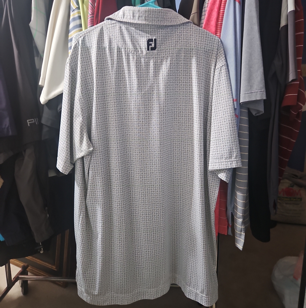 FootJoy Light Grey Micro-Check Golf Polo